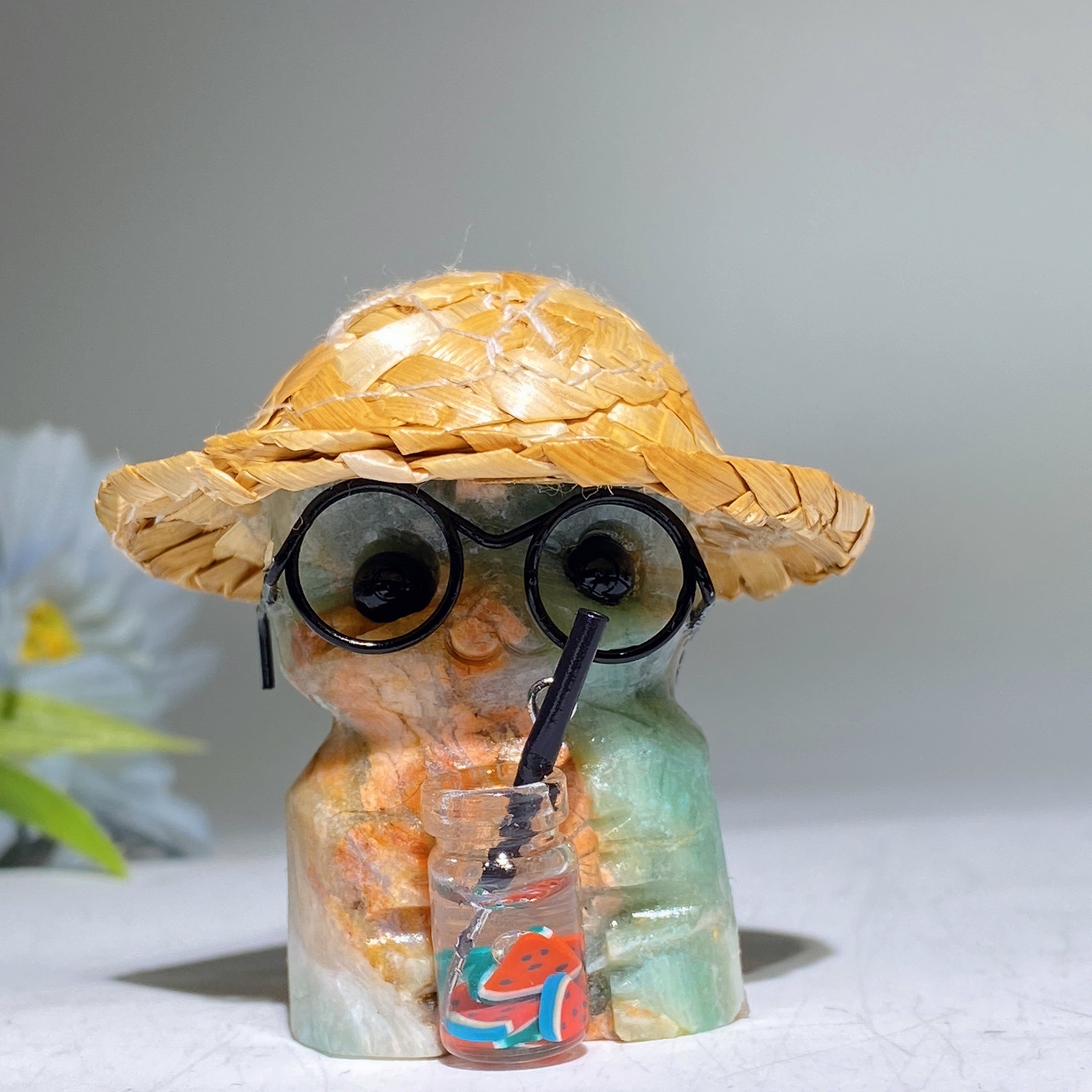 3.9" Crystal Cat Figurine | Mixed Gemstone Healing Carving