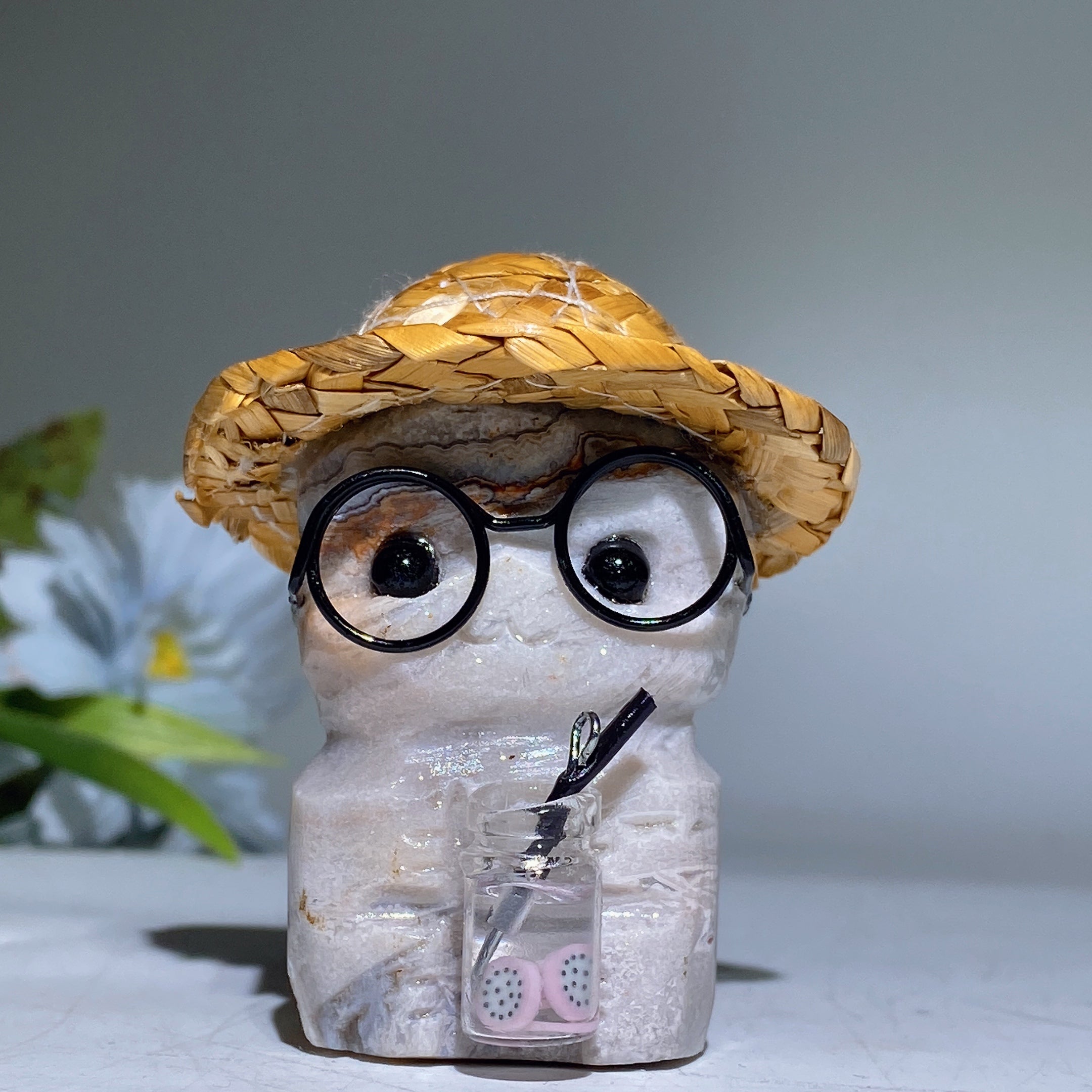 3.9" Crystal Cat Figurine | Mixed Gemstone Healing Carving