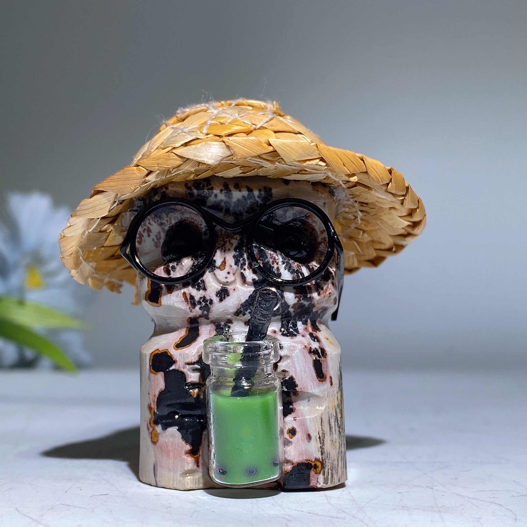 3.9" Crystal Cat Figurine | Mixed Gemstone Healing Carving