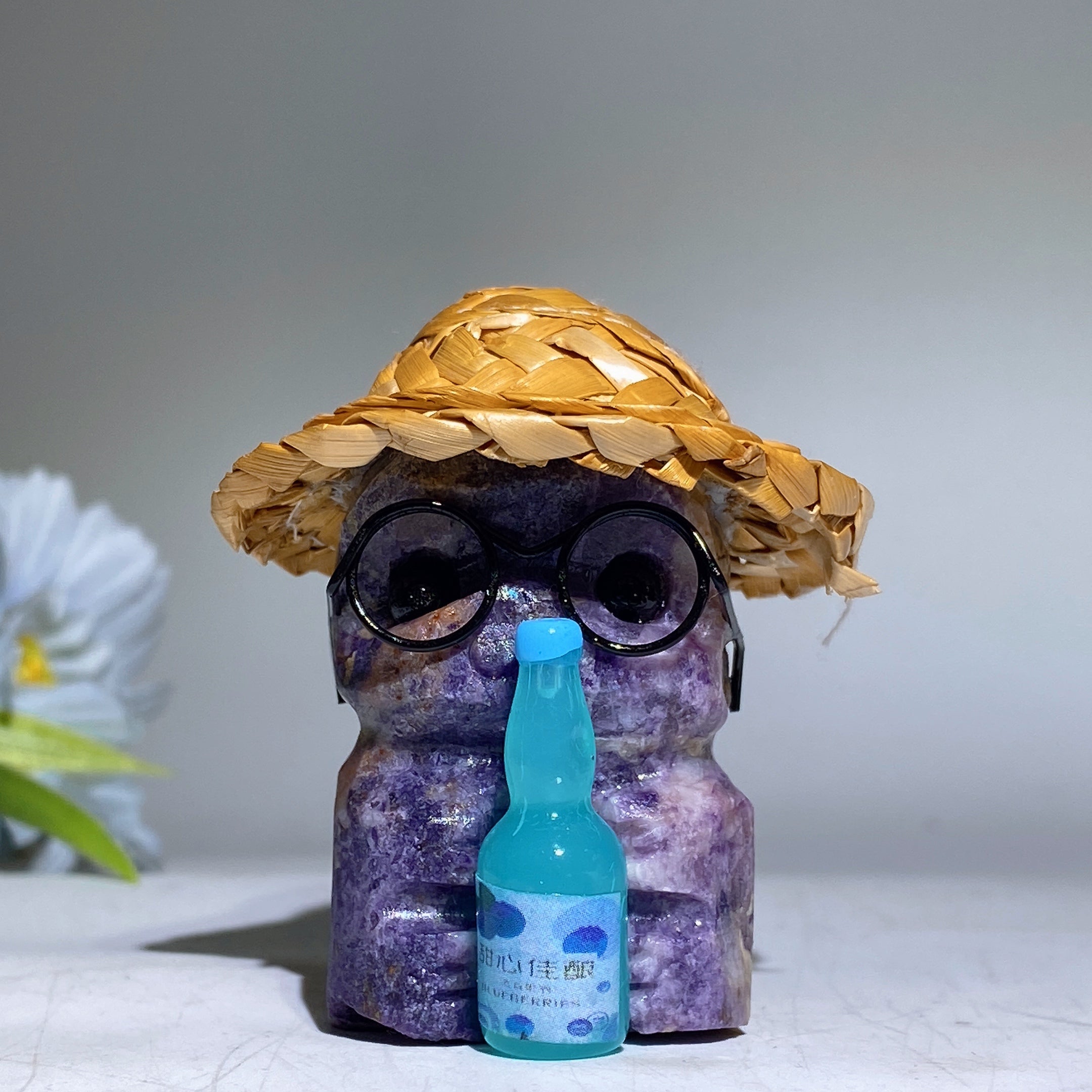 3.9" Crystal Cat Figurine | Mixed Gemstone Healing Carving