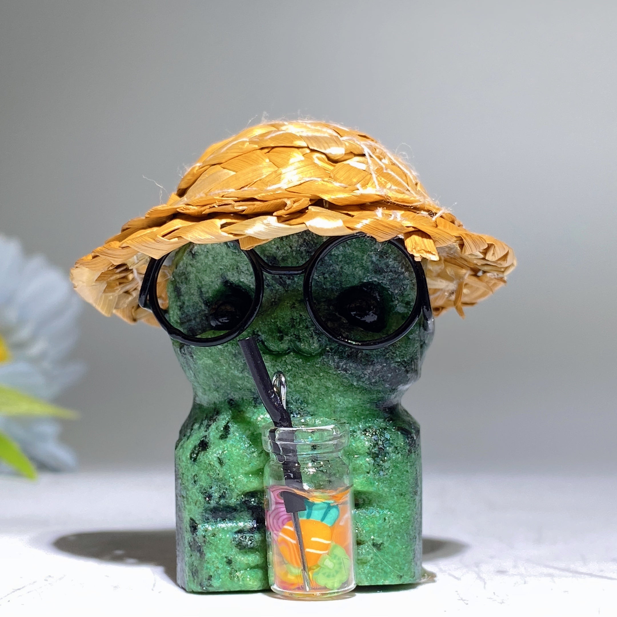 3.9" Crystal Cat Figurine | Mixed Gemstone Healing Carving