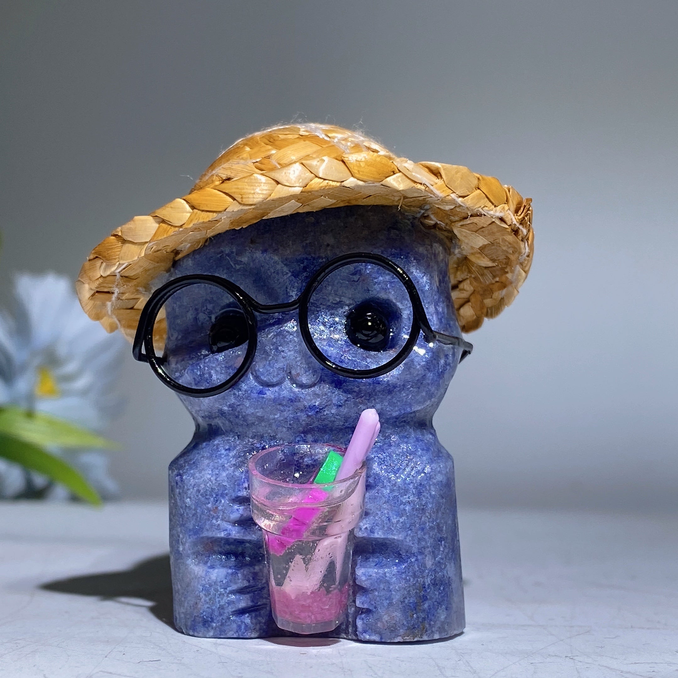 3.9" Crystal Cat Figurine | Mixed Gemstone Healing Carving