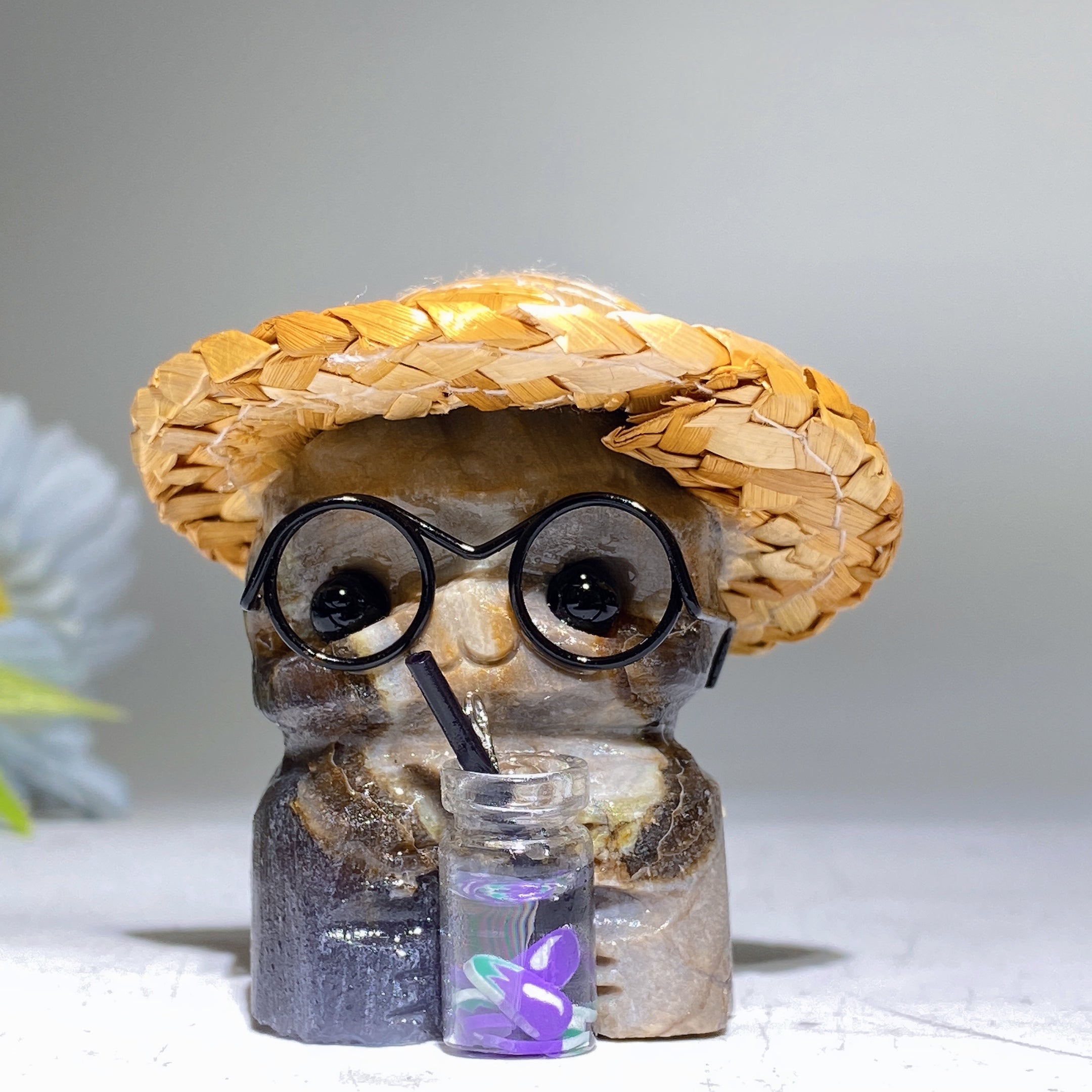 3.9" Crystal Cat Figurine | Mixed Gemstone Healing Carving