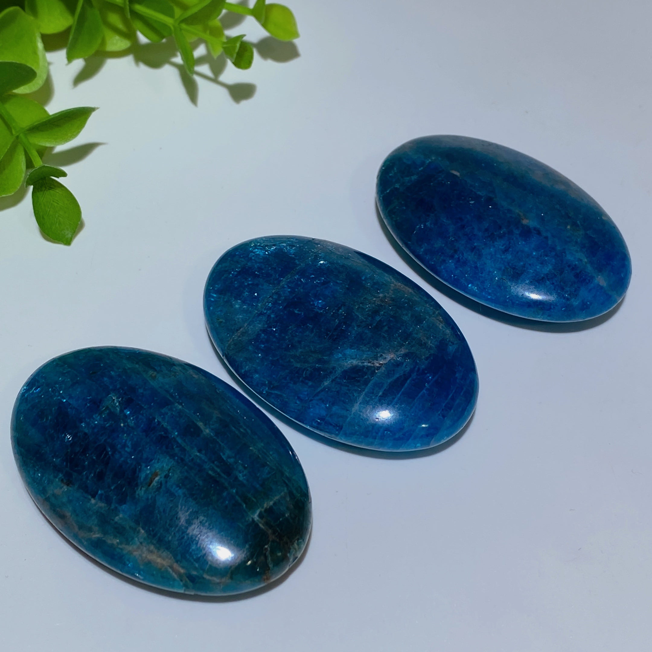 2.1" Blue Apatite Healing Palm Stone for Meditation