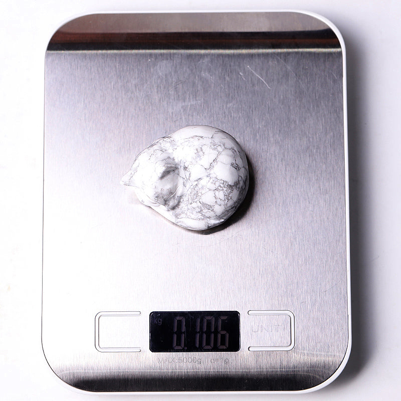 2.1" Howlite Sleeping Cat Crystal Carving for Healing & Calm