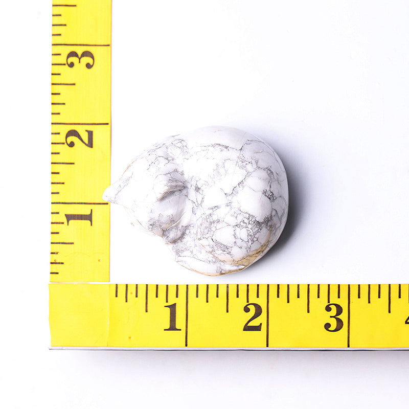 2.1" Howlite Sleeping Cat Crystal Carving for Healing & Calm