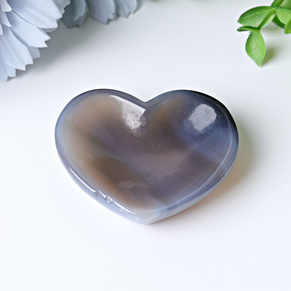 2.1-inch Agate Heart Shaped Crystal Bowl