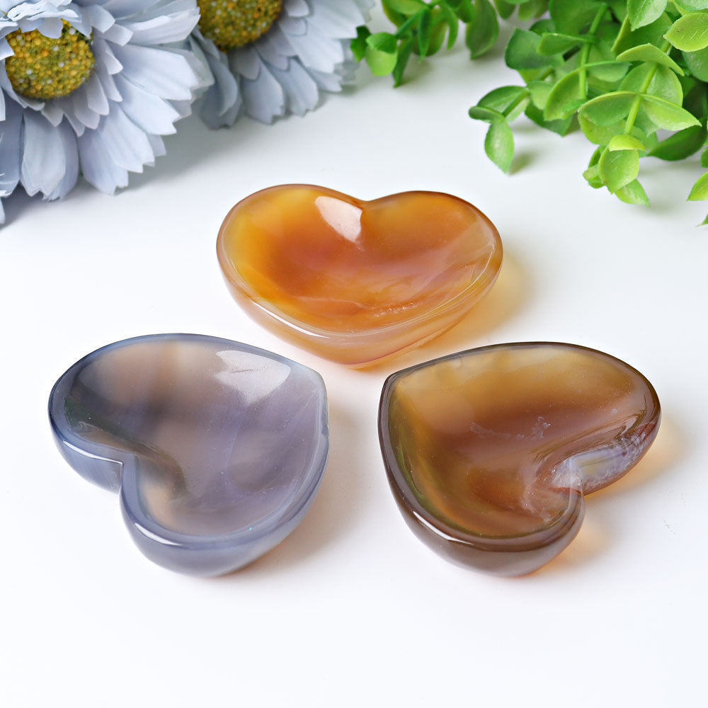 2.1-inch Agate Heart Shaped Crystal Bowl