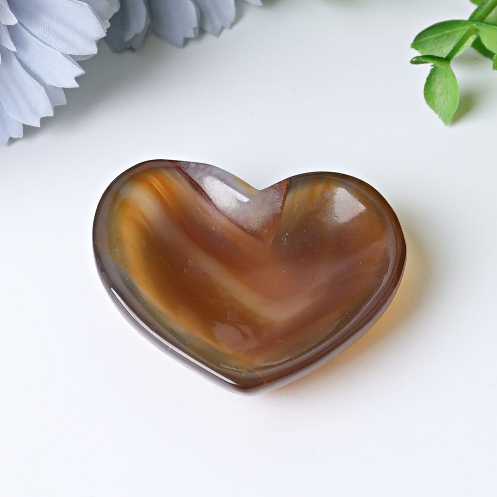 2.1-inch Agate Heart Shaped Crystal Bowl