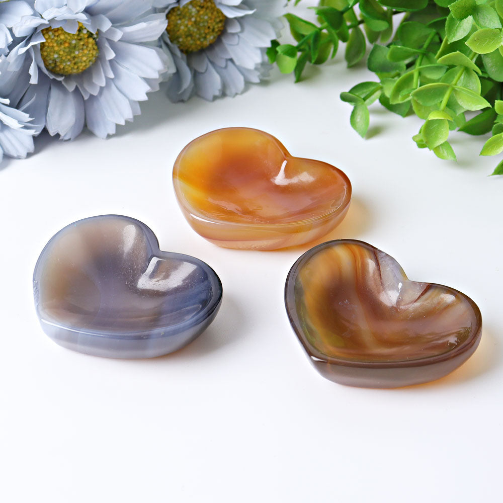 2.1-inch Agate Heart Shaped Crystal Bowl
