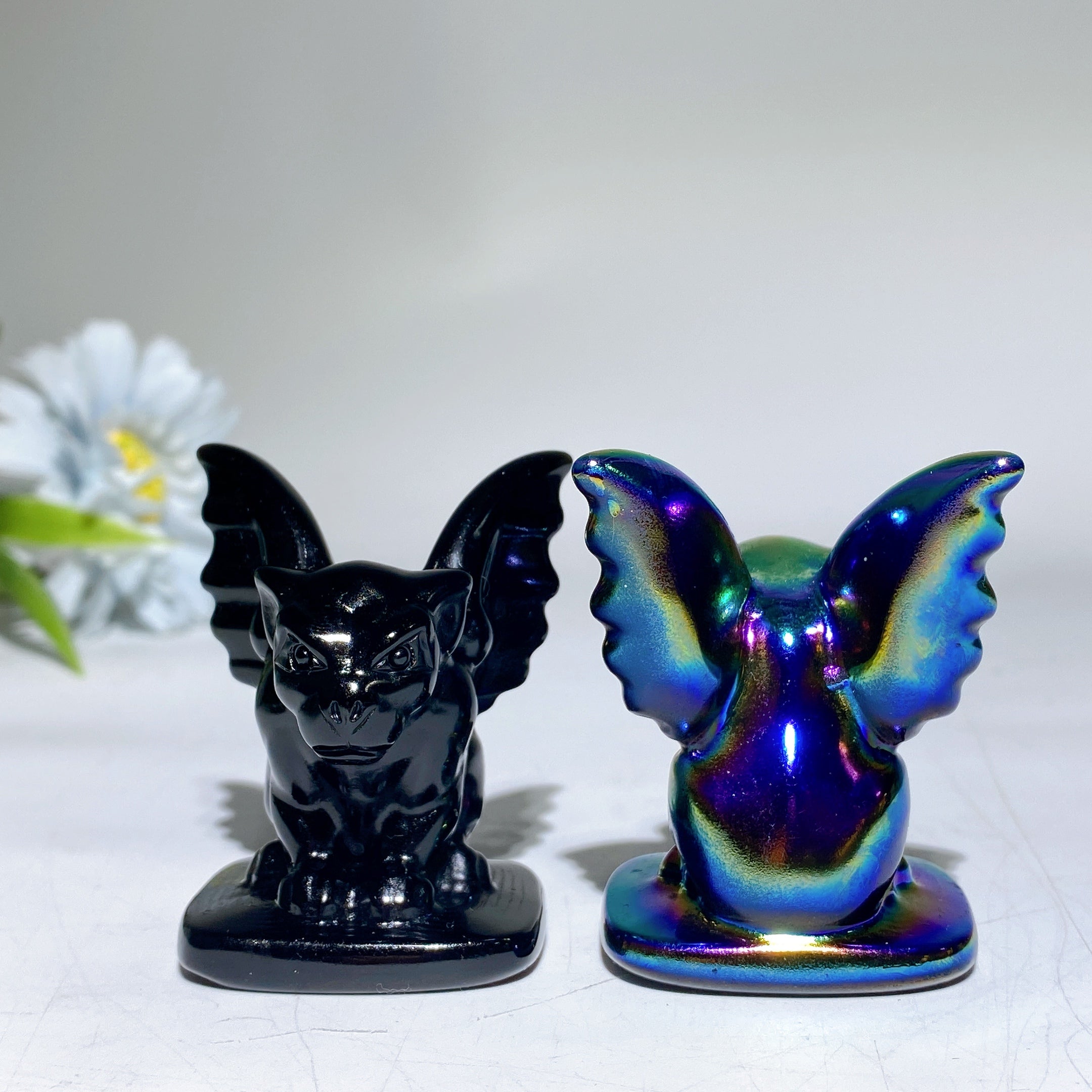 2.1 Inch Black Obsidian Crystal Gargoyle Figurine