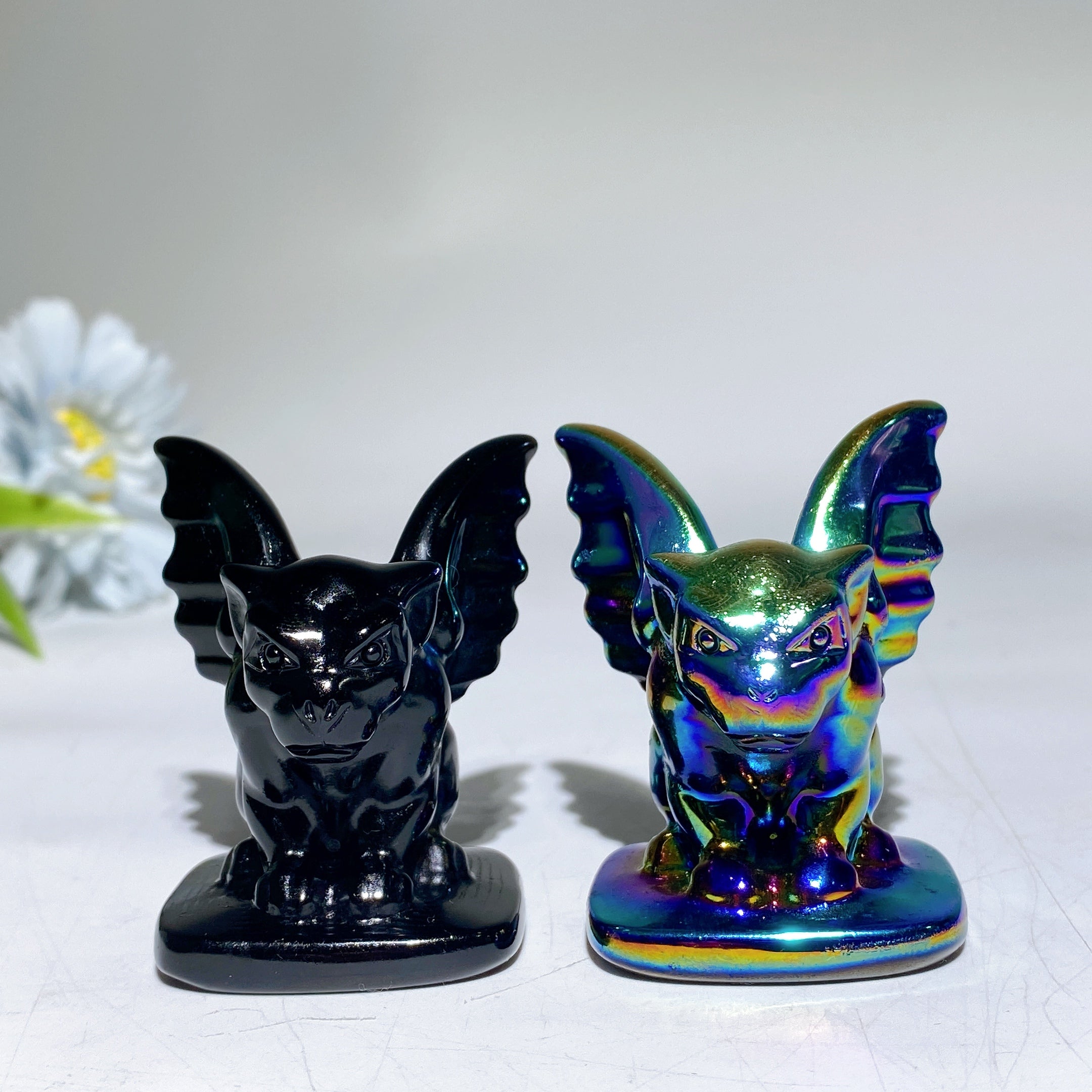 2.1 Inch Black Obsidian Crystal Gargoyle Figurine