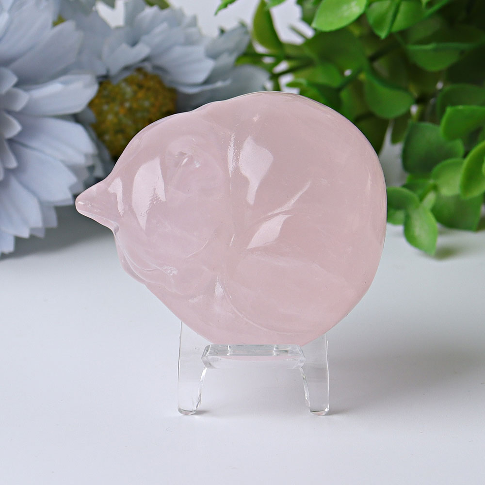 2.1 inch Crystal Cat Carvings in Rose Quartz & More