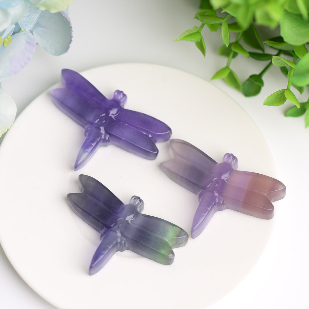 2.1 Inch Fluorite Dragonfly Crystal Animal Carving