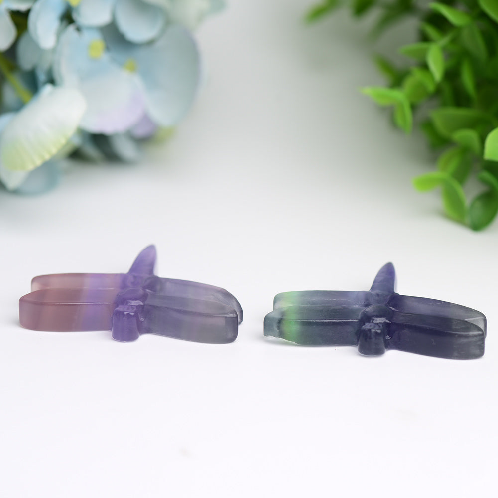 2.1 Inch Fluorite Dragonfly Crystal Animal Carving