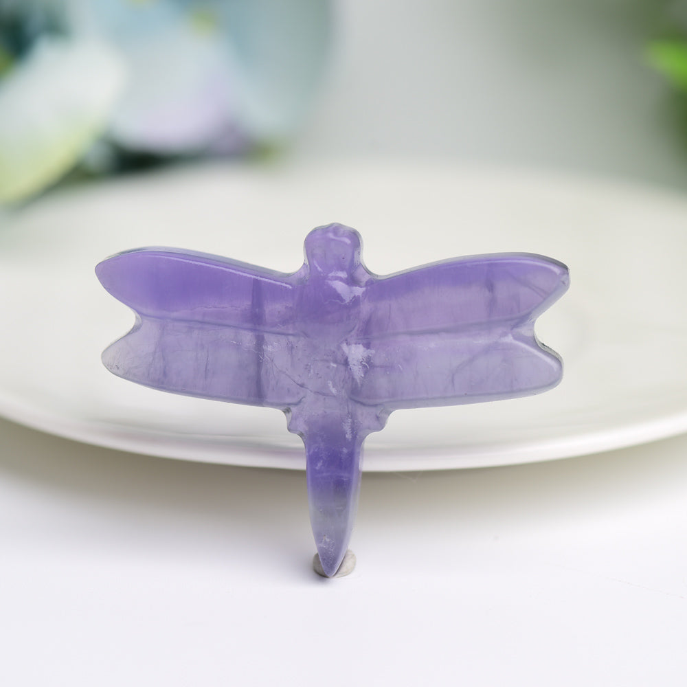 2.1 Inch Fluorite Dragonfly Crystal Animal Carving
