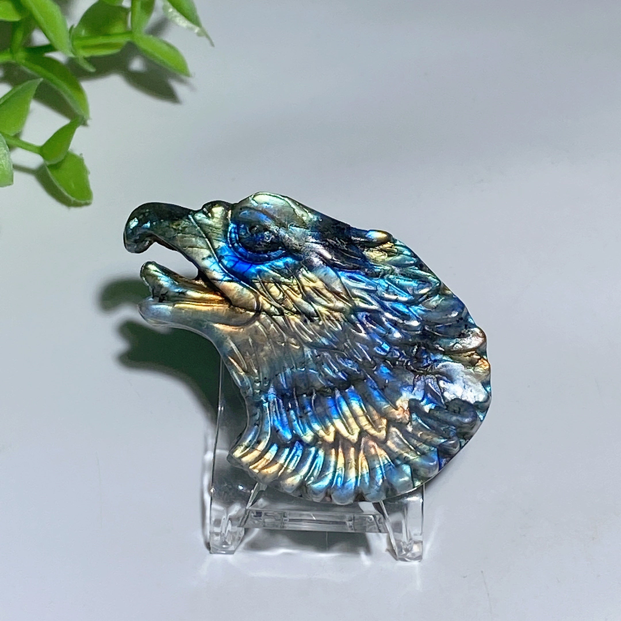 2.1 inch Labradorite Eagle Head Crystal Figurine Carving