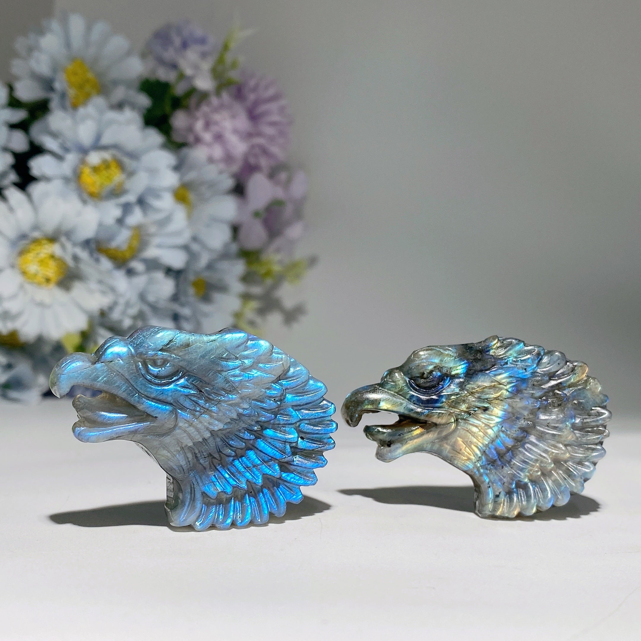 2.1 inch Labradorite Eagle Head Crystal Figurine Carving