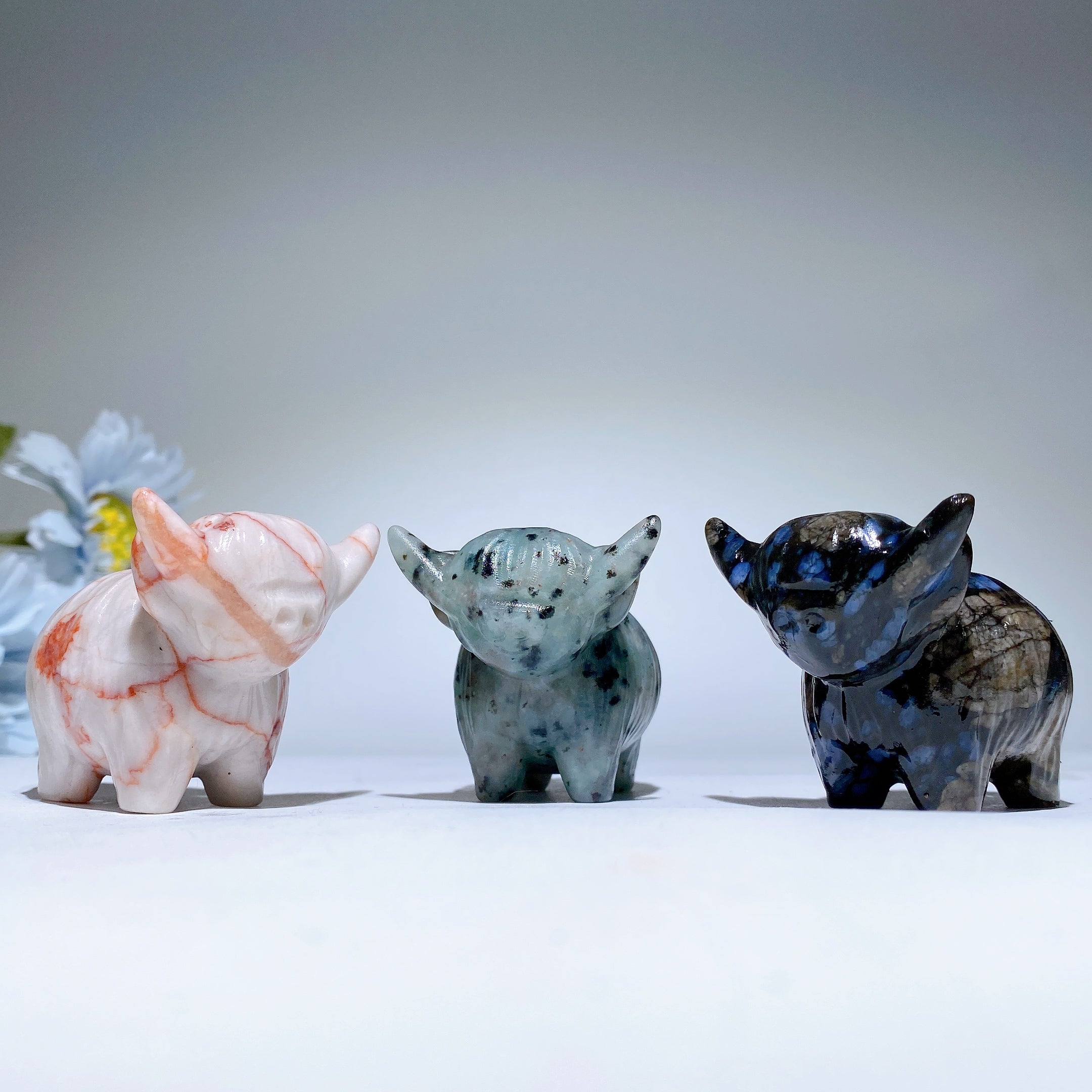 2.1 inch Mixed Crystal Highland Cattle Figurines Healing