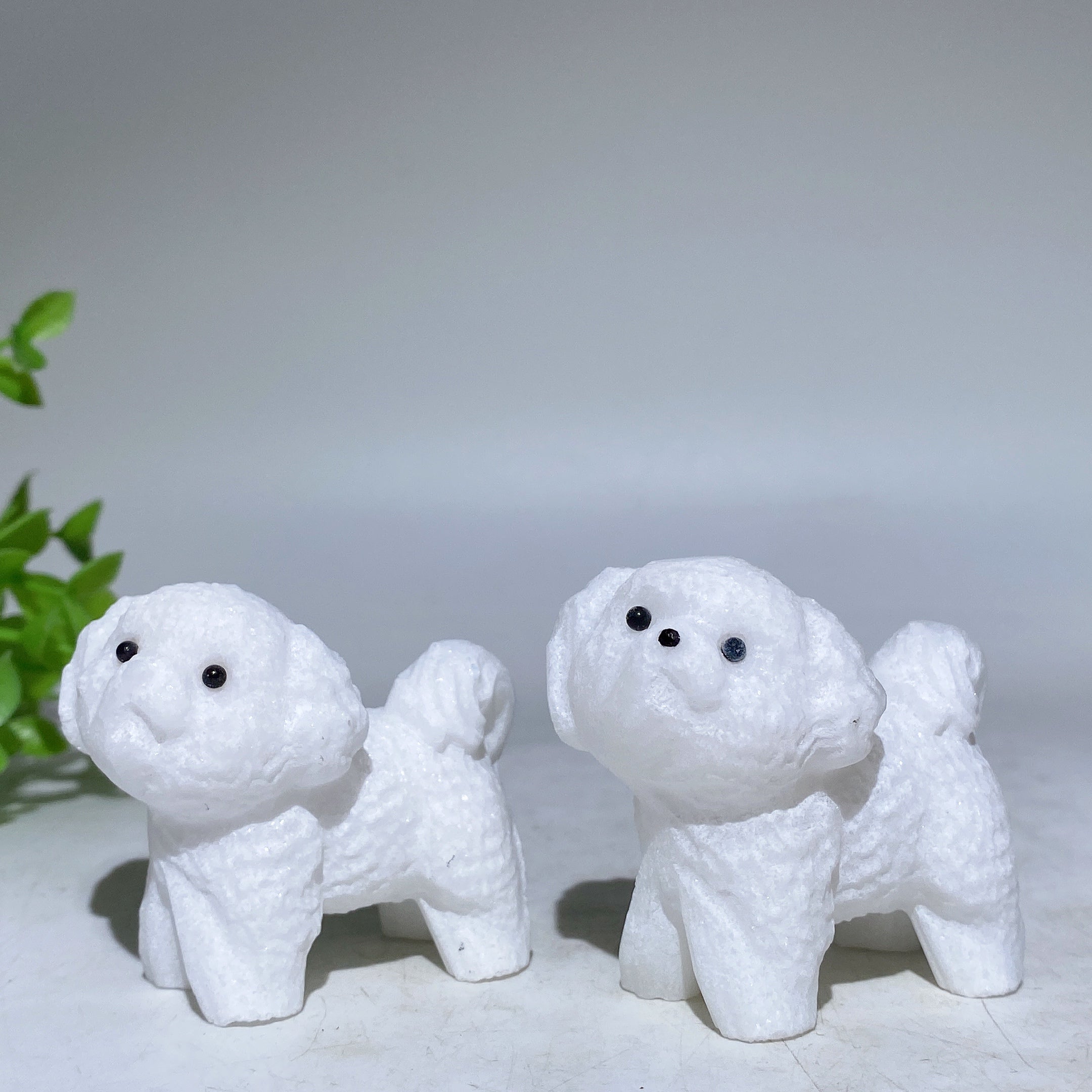 2.1-inch White Jade Crystal Dog Figurine for Healing