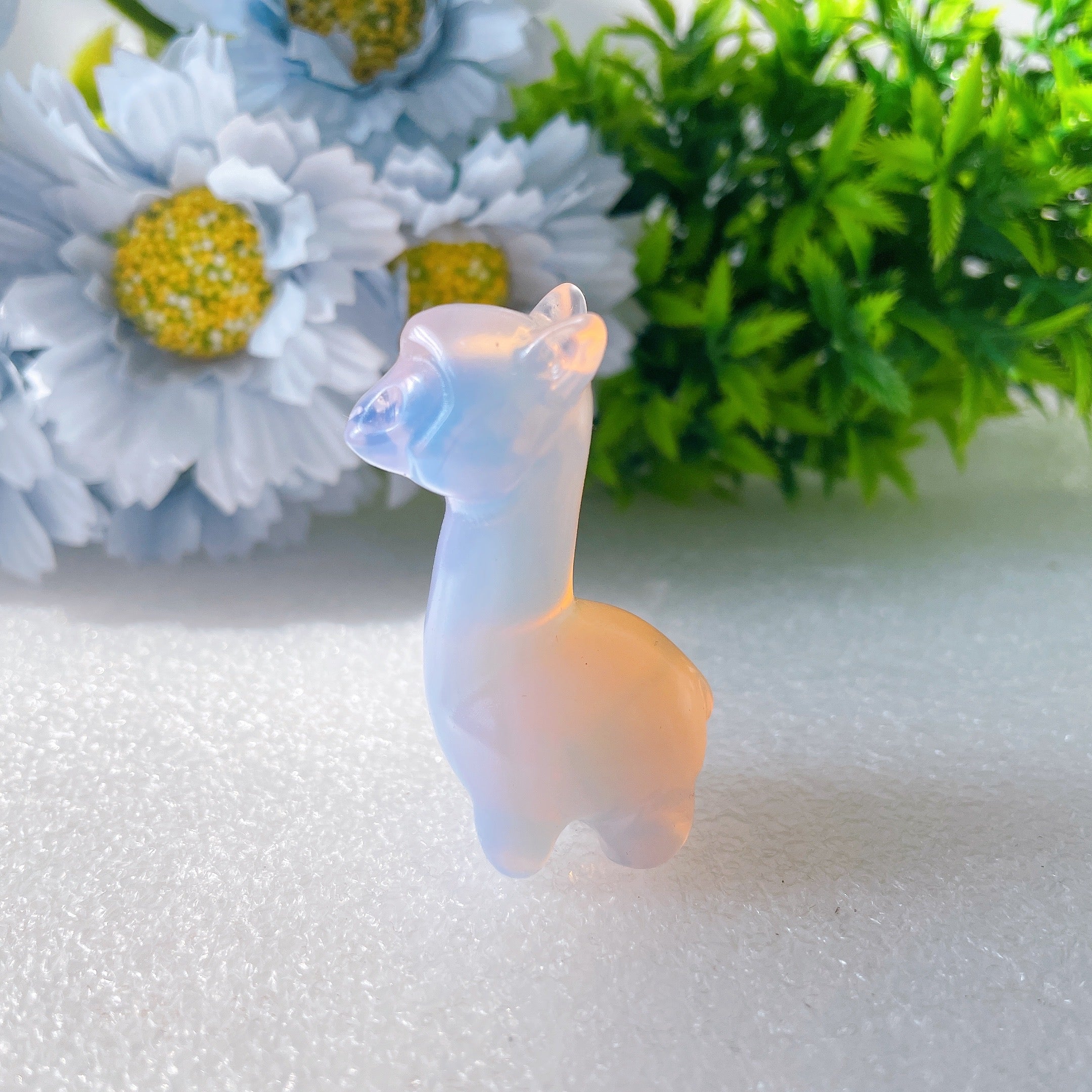 2.15 inch Pink Opalite Alpaca Crystal Figurine Carving