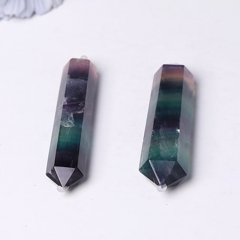 2.2-2.4 Inch Rainbow Fluorite Double Terminated Crystal Points for Healing