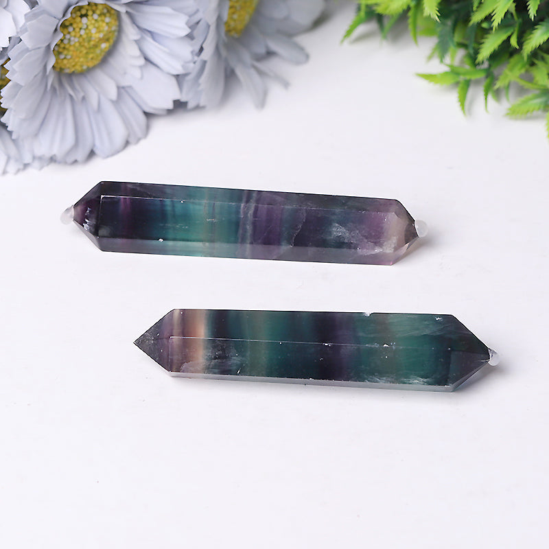 2.2-2.4 Inch Rainbow Fluorite Double Terminated Crystal Points for Healing