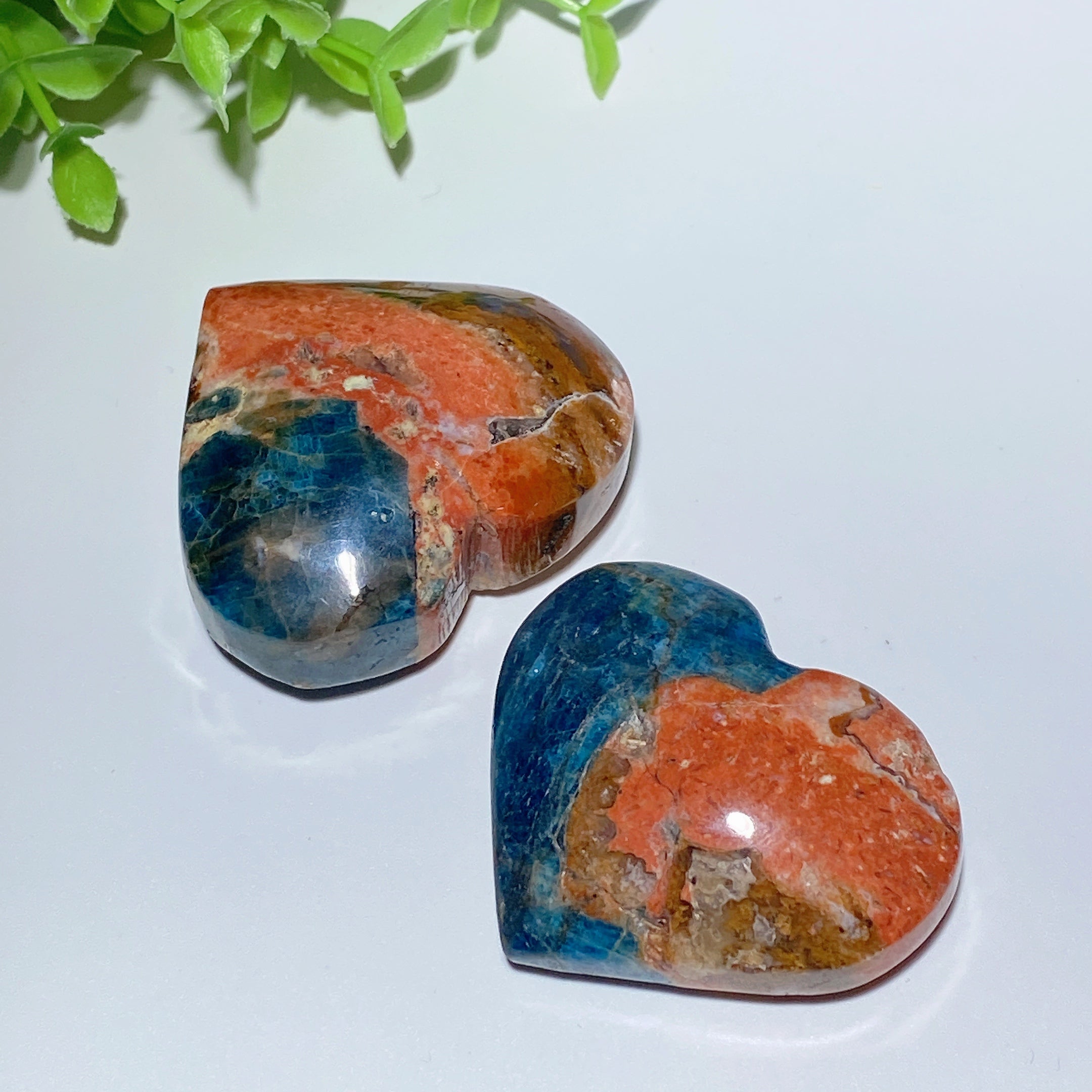 2.2-2.5" Blue Apatite & Sunstone Palm Heart Healing Stones
