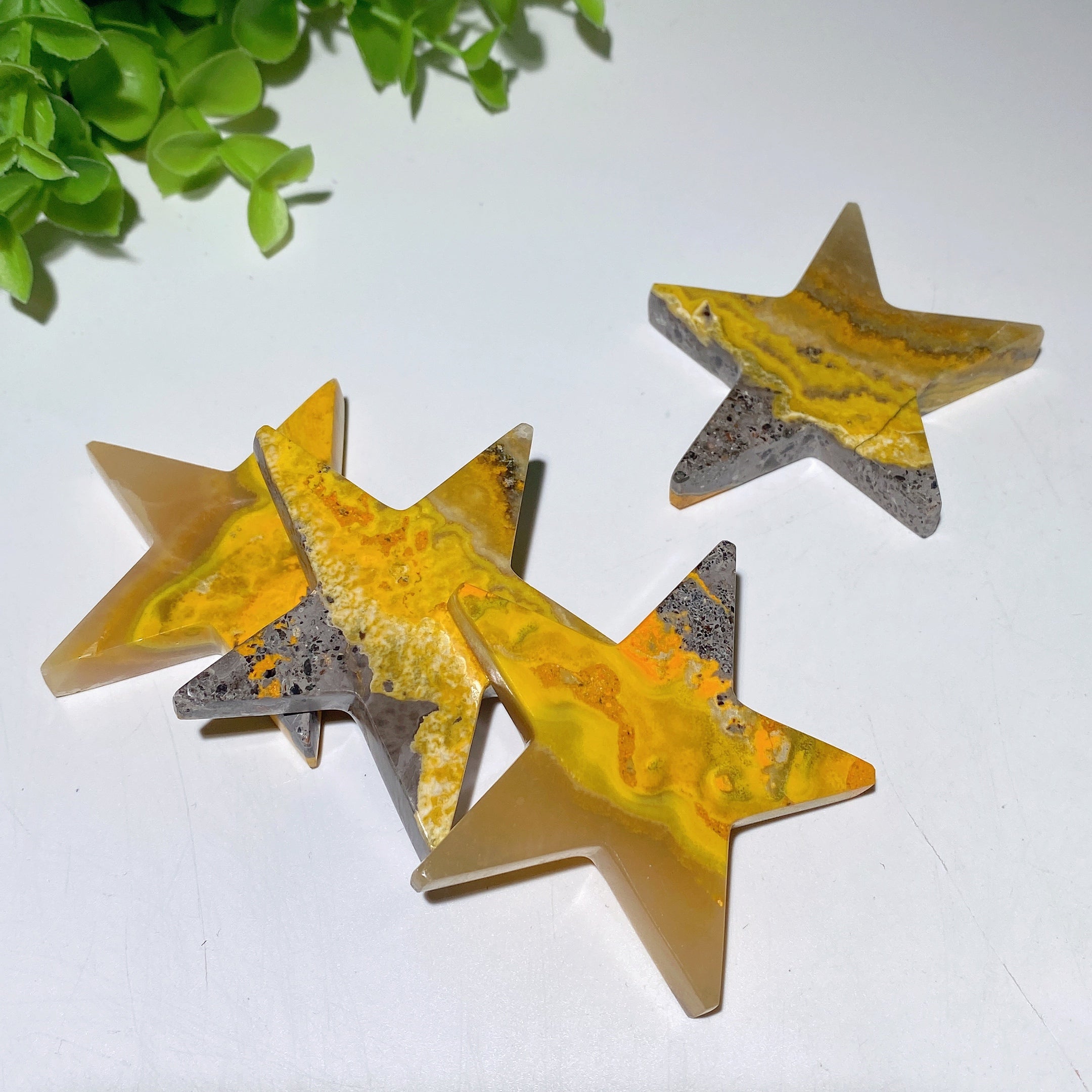 2.2-2.8" Bumblebee Jasper Star and Moon Crystal Carvings