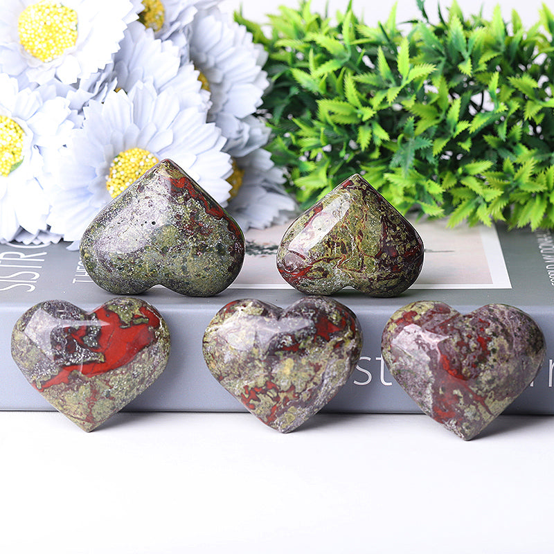2-2.5 in Dragon Blood Stone Heart Crystal for Healing