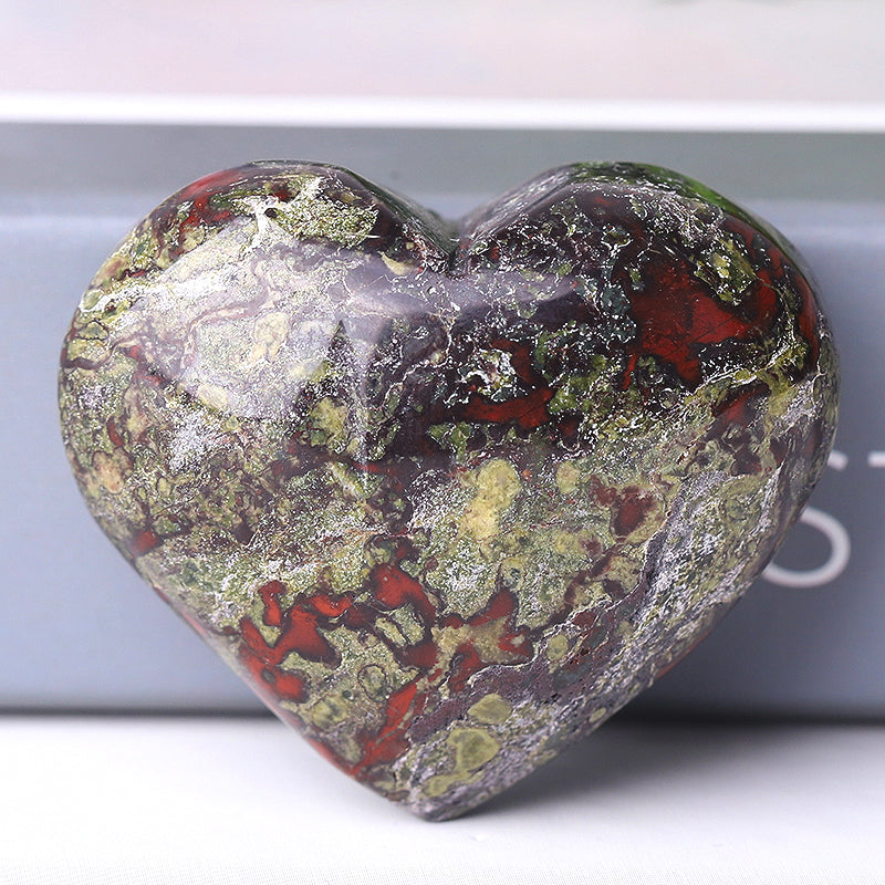 2-2.5 in Dragon Blood Stone Heart Crystal for Healing