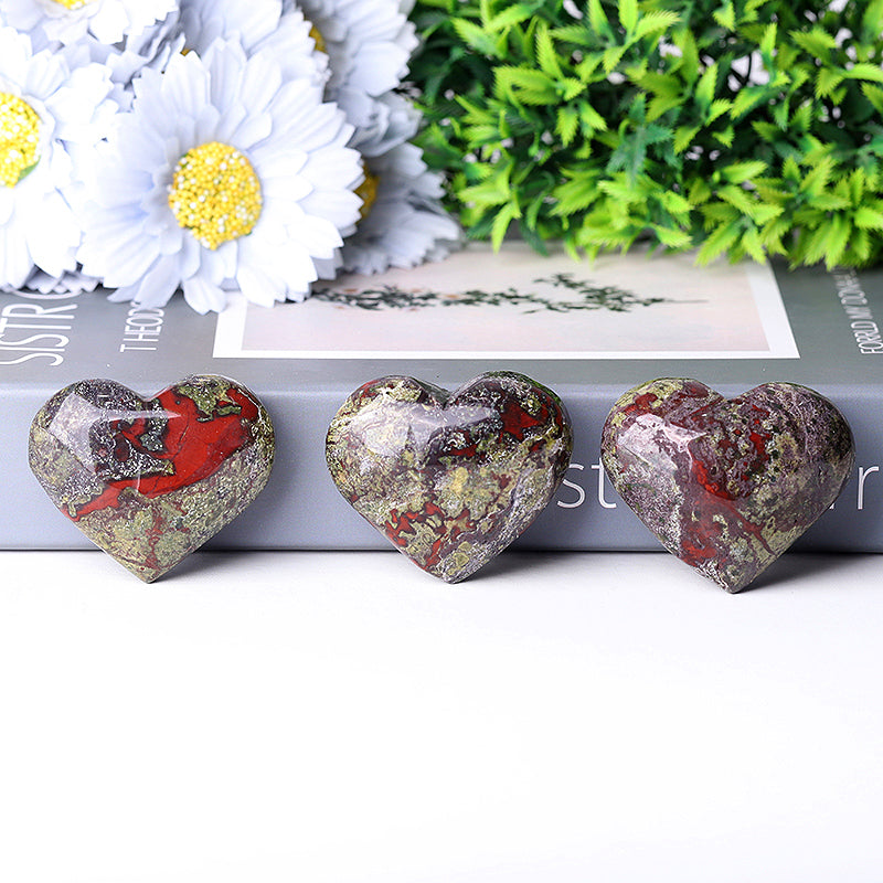 2-2.5 in Dragon Blood Stone Heart Crystal for Healing