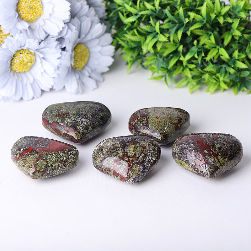 2-2.5 in Dragon Blood Stone Heart Crystal for Healing