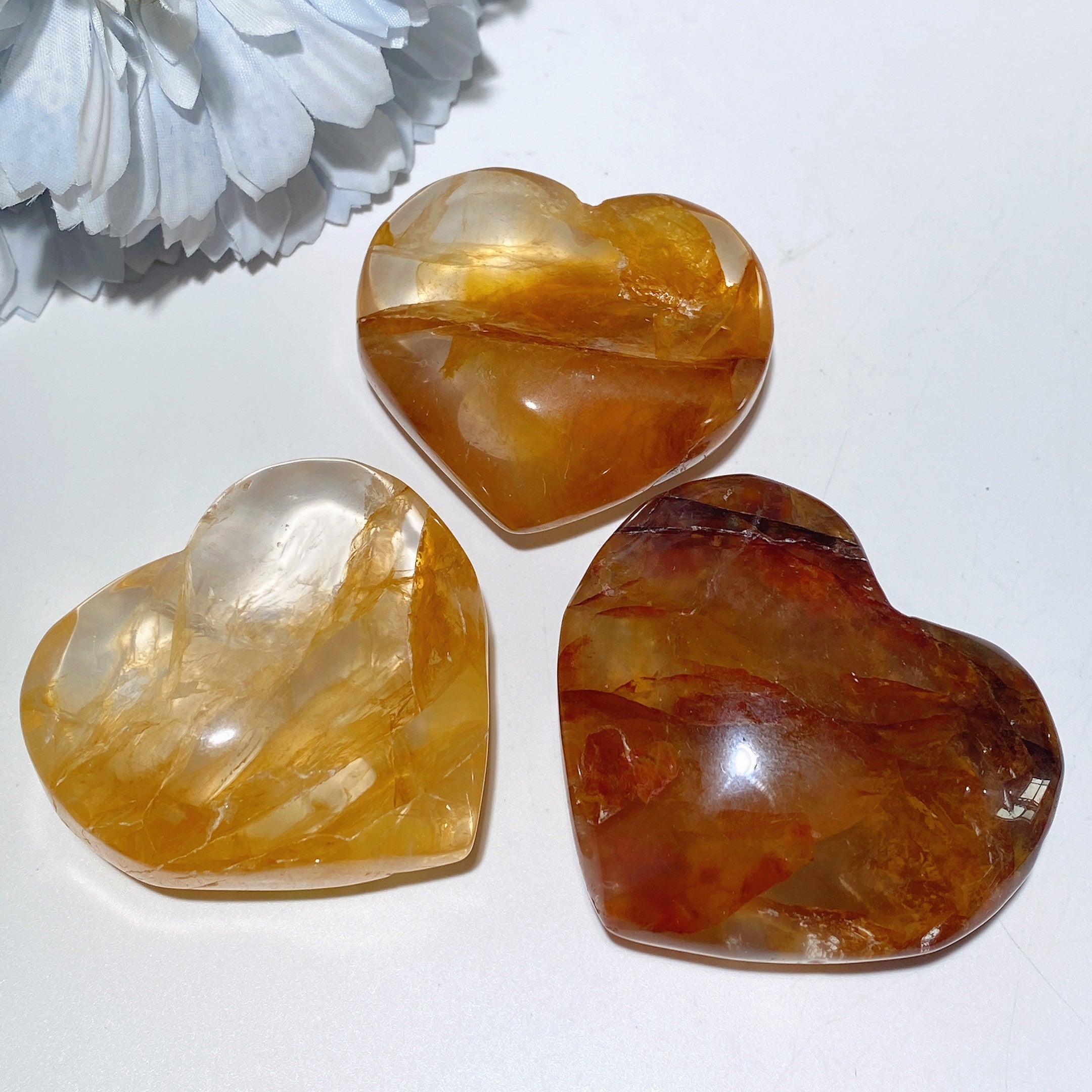 2-2.5 Inch Fire Quartz & Golden Healer Palm Stones for Healing