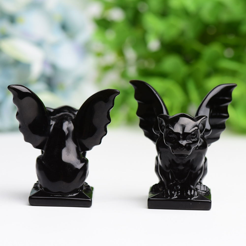 2.2" Black Obsidian Gargoyle Crystal Figurine