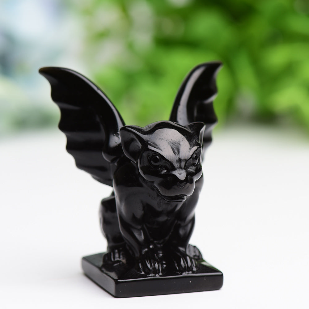 2.2" Black Obsidian Gargoyle Crystal Figurine