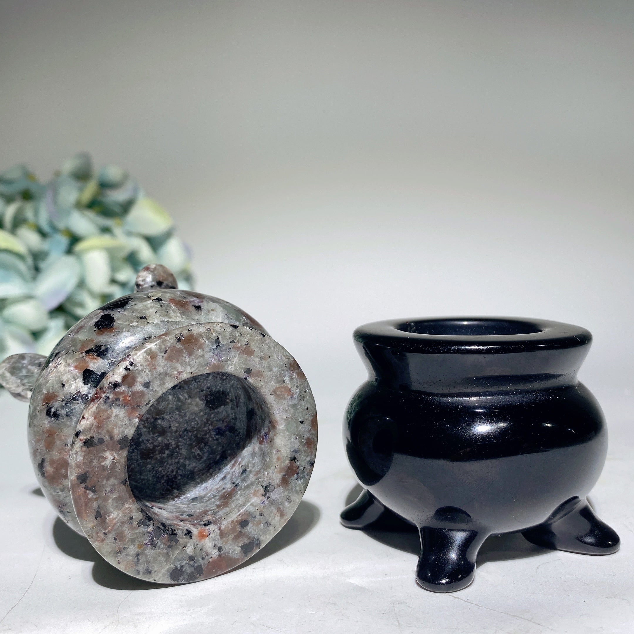 2.2" Black Obsidian & UV Reactive Yooperlite Crystal Carvings