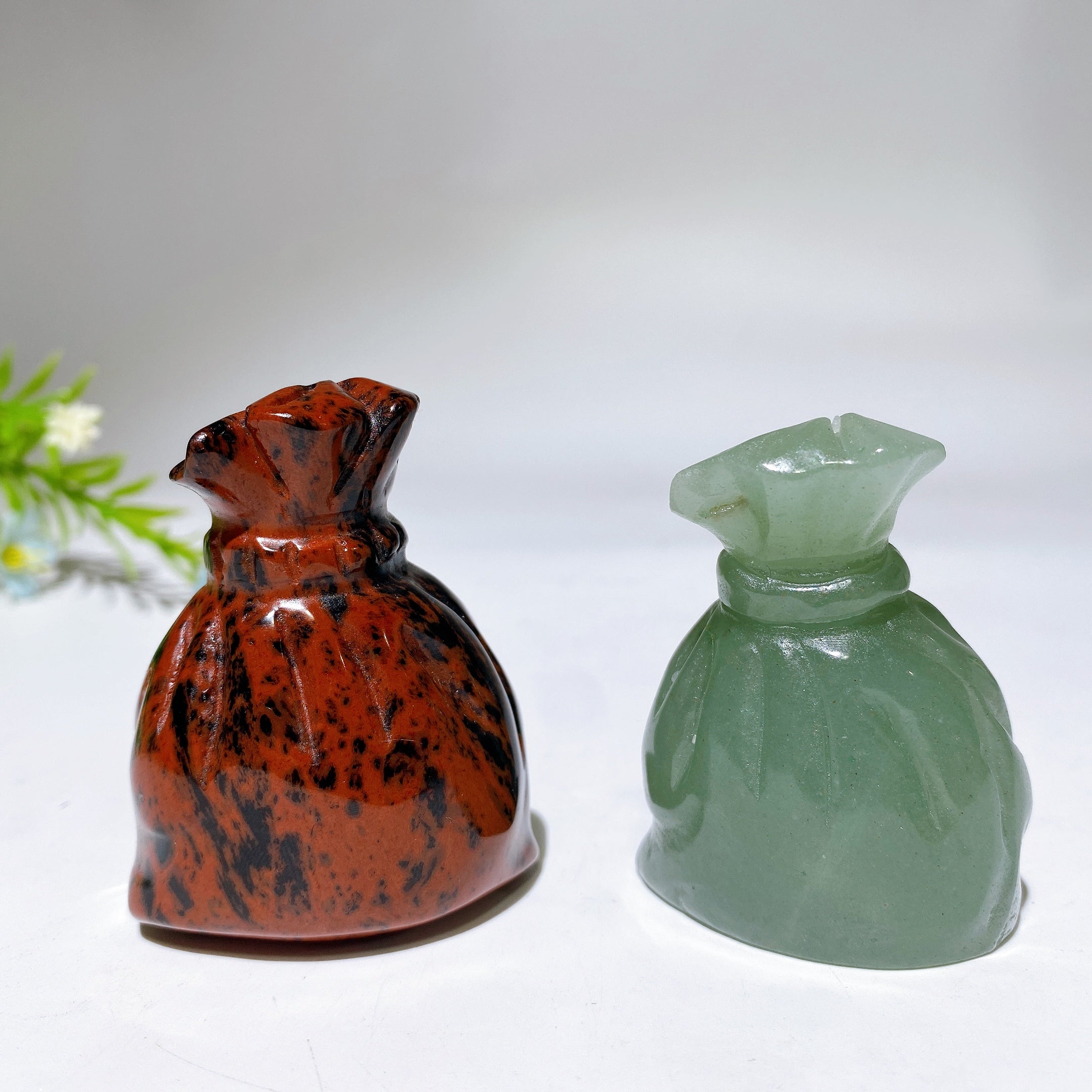 2.2" Carved Crystal Money Bag Figurine for Prosperity