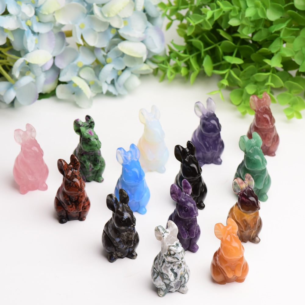 2.2" Crystal Rabbit Carving Figurine for Prosperity