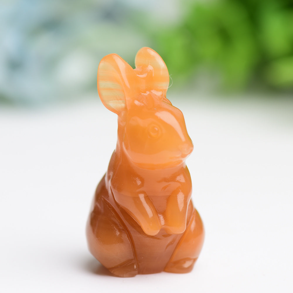 2.2" Crystal Rabbit Carving Figurine for Prosperity