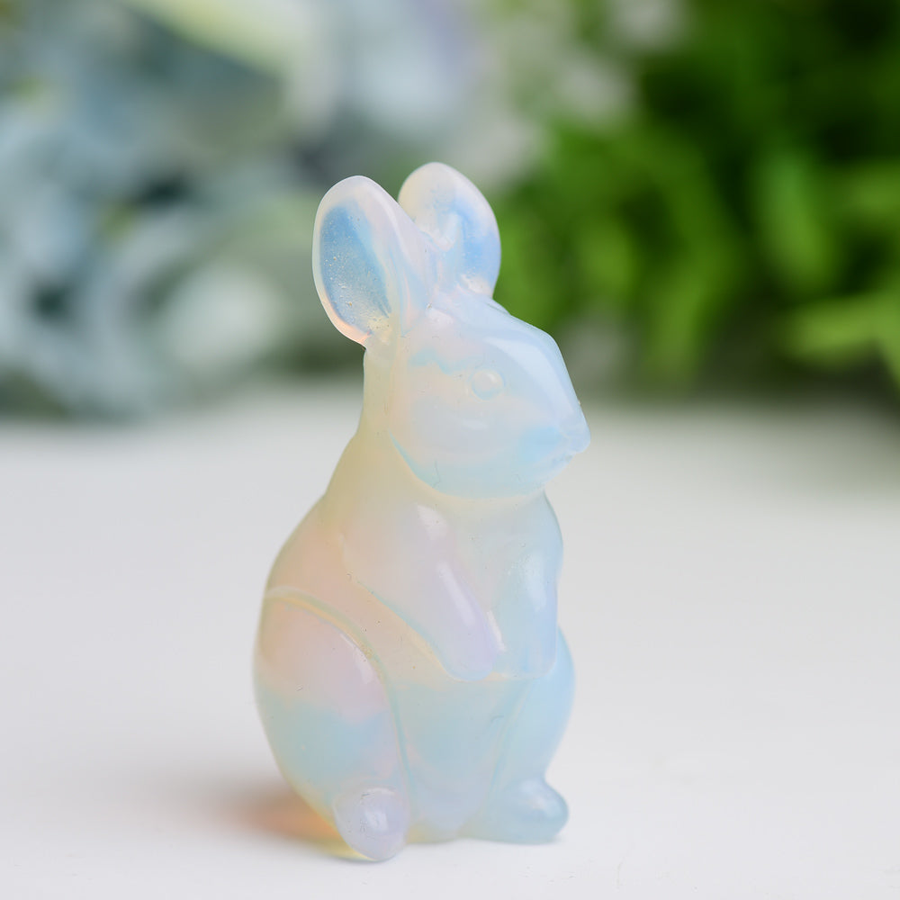 2.2" Crystal Rabbit Carving Figurine for Prosperity