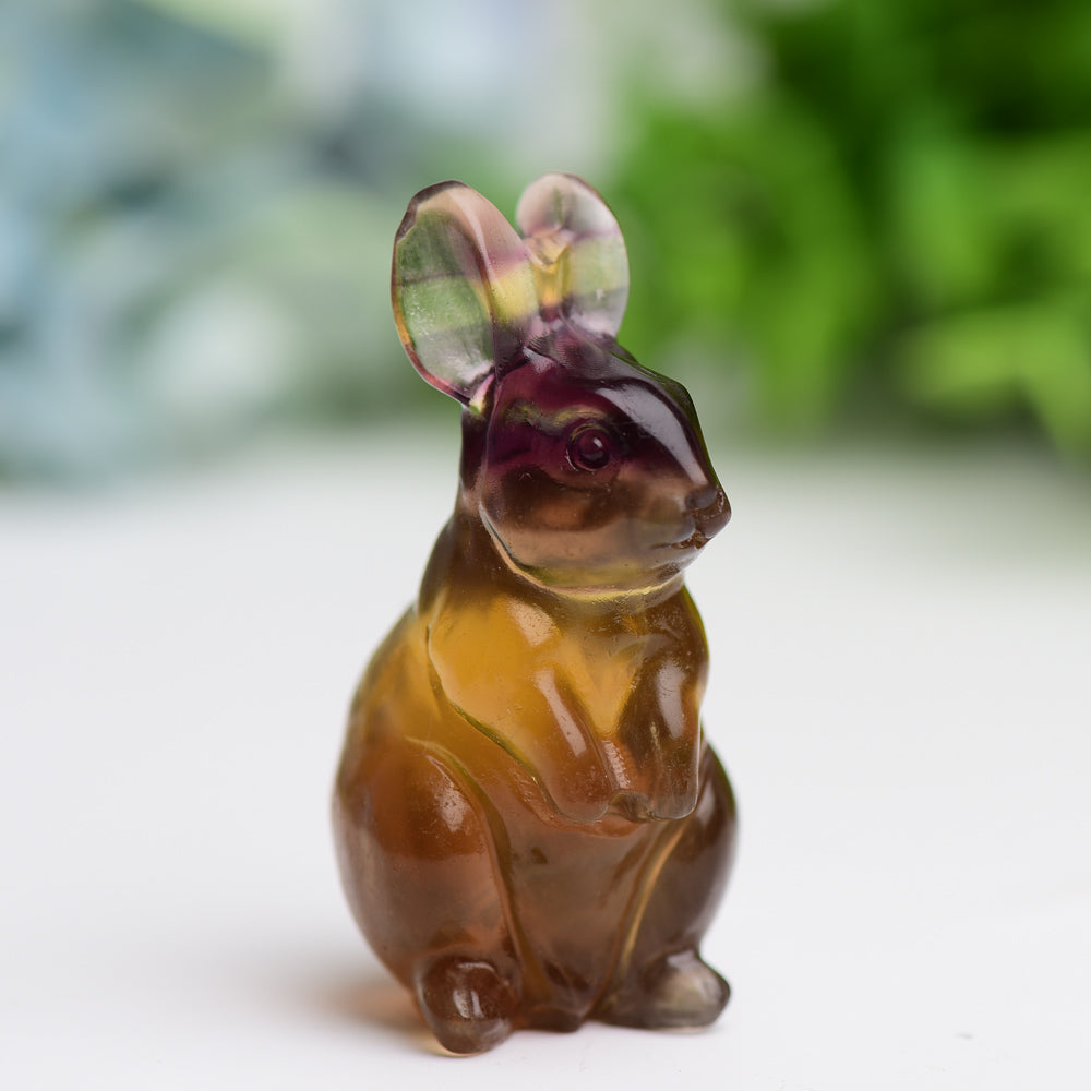 2.2" Crystal Rabbit Carving Figurine for Prosperity