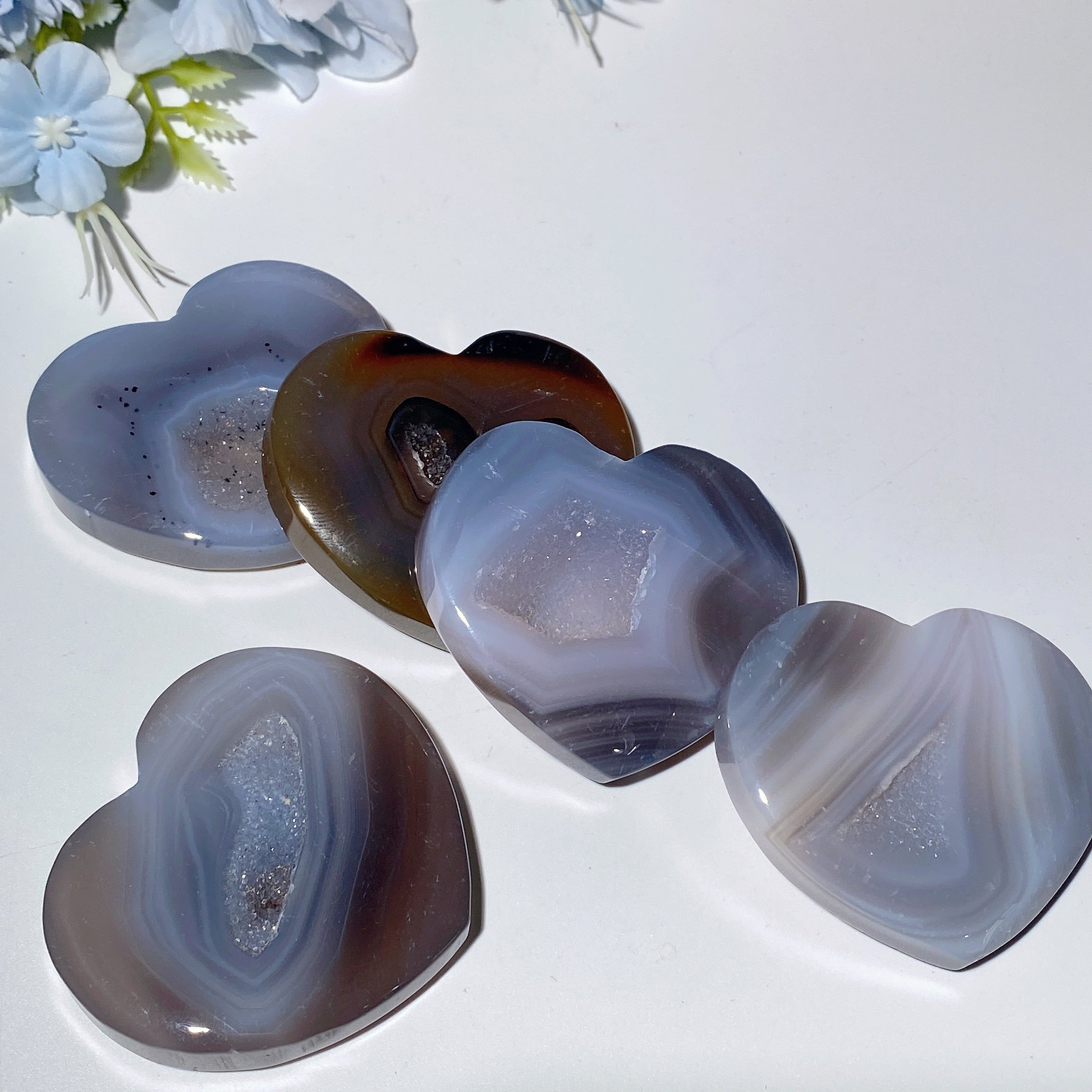 2.2" Druzy Agate Crystal Heart Carving for Healing