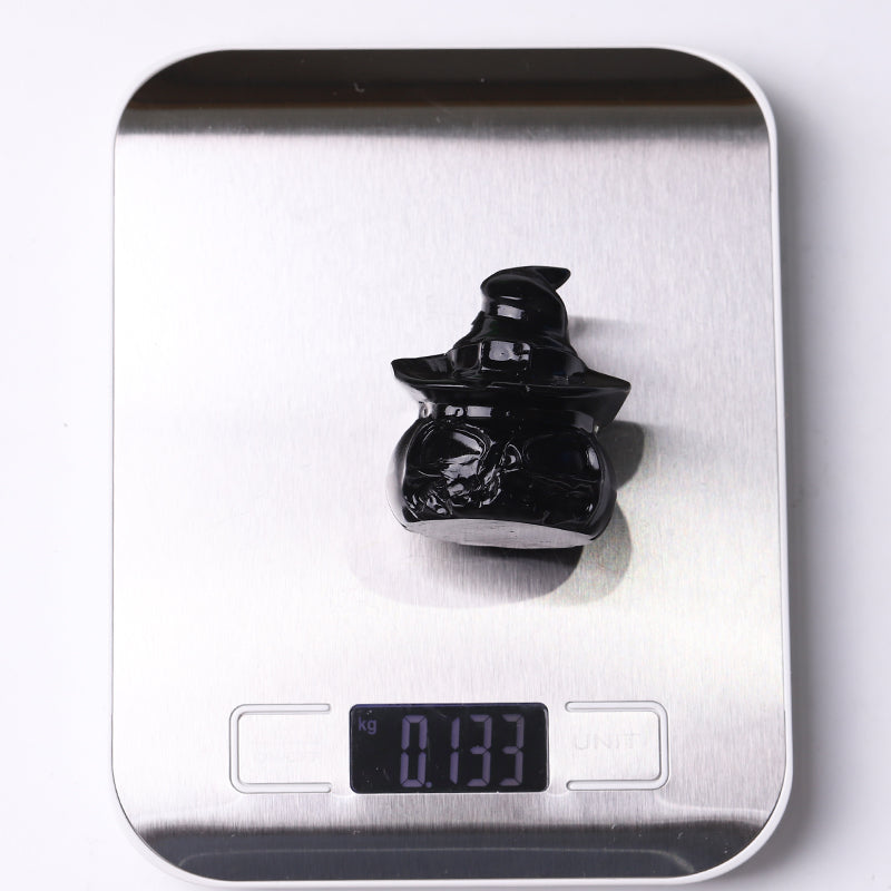 2.2-Inch Black Obsidian Pumpkin Crystal Figurine for Energetic Protection