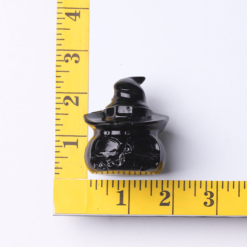 2.2-Inch Black Obsidian Pumpkin Crystal Figurine for Energetic Protection