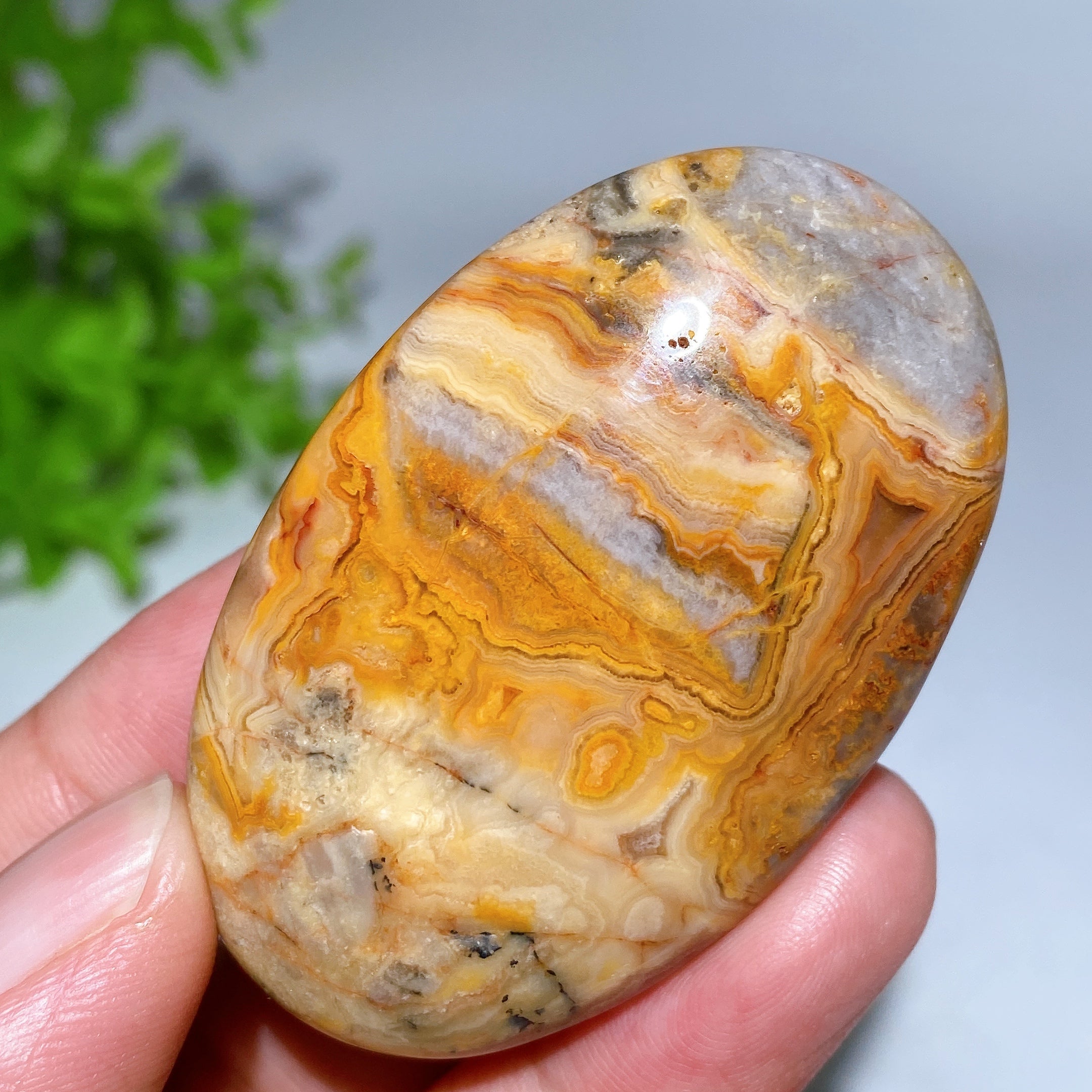 2.2 Inch Crazy Agate Multicolor Palm Stone Crystal Healing