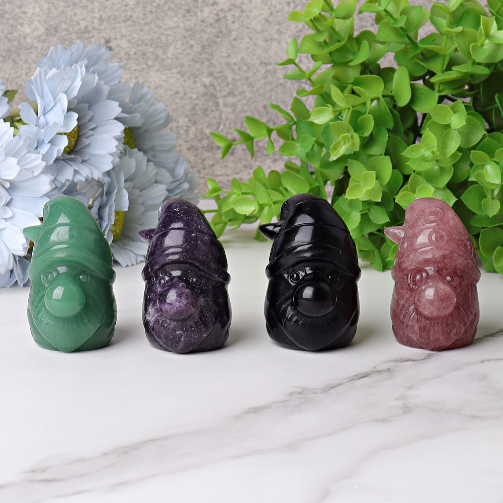 2.2 Inch Crystal Gnome Figurines in Aventurine & Quartz