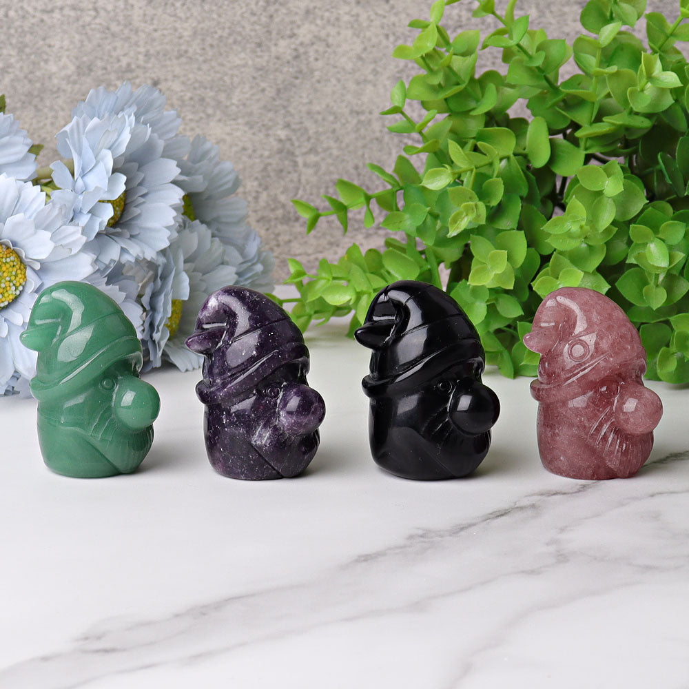 2.2 Inch Crystal Gnome Figurines in Aventurine & Quartz