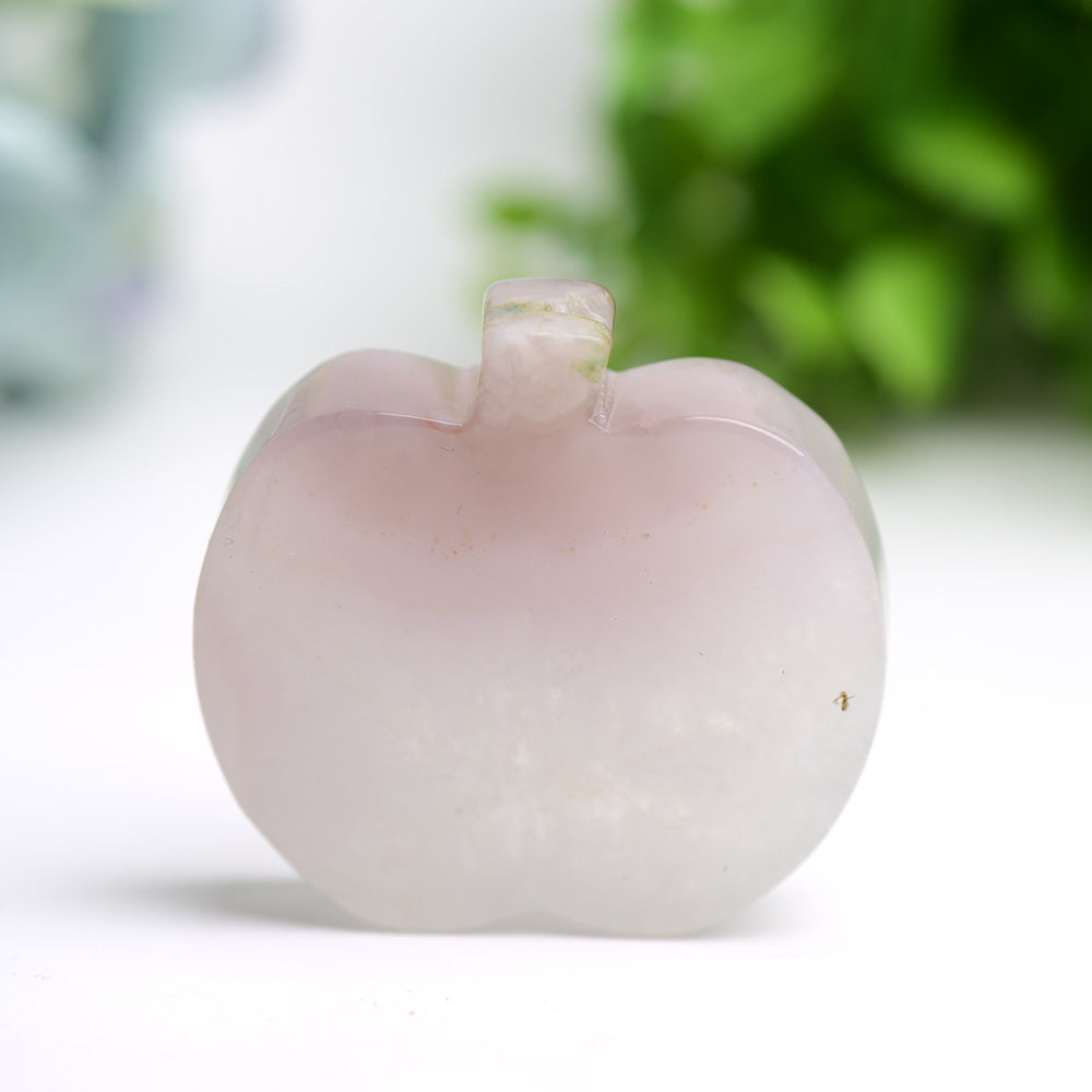 2.2 inch Flower Agate Apple Crystal Carving for Healing and Decor