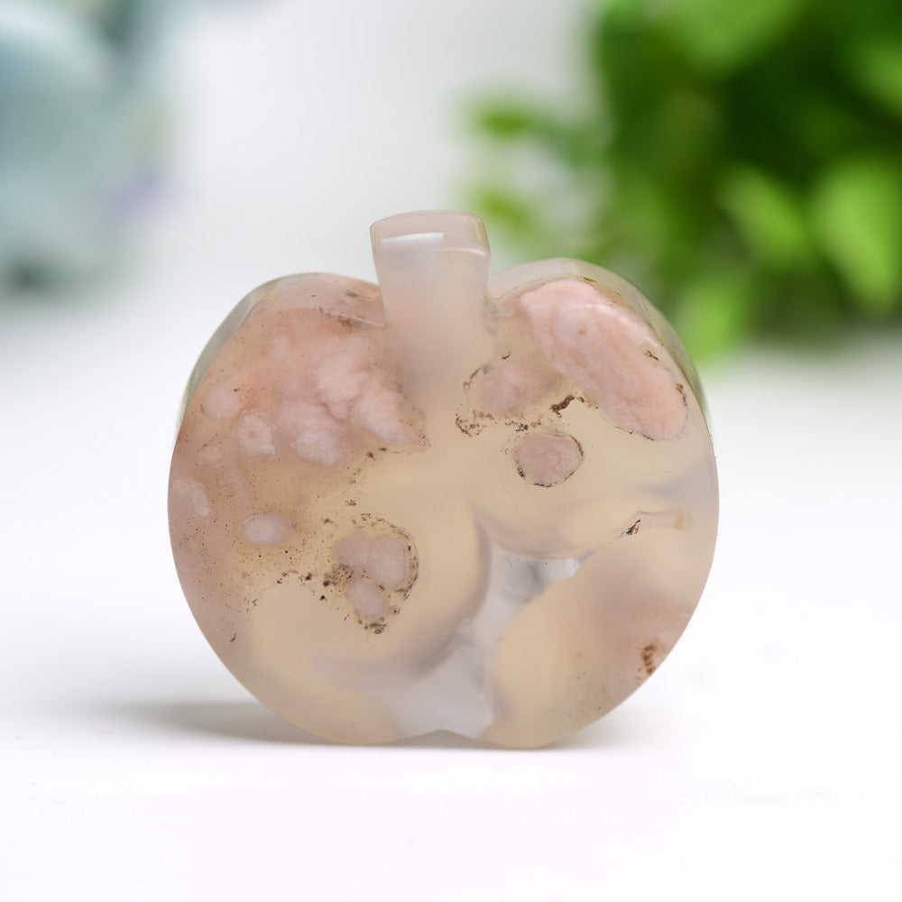 2.2 inch Flower Agate Apple Crystal Carving for Healing and Decor